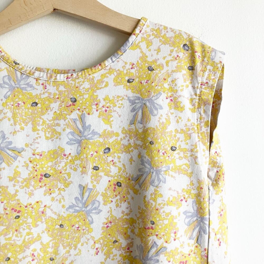UT Uniqlo Paul & Joe Girls 7-8 A Line Dress Tunic Top Floral Bow Print Yellow - Picture 2 of 8